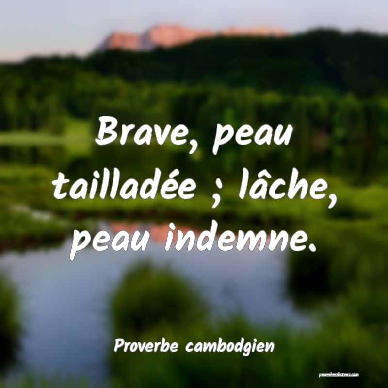 Brave, peau tailladée ; lâche, peau indemne.