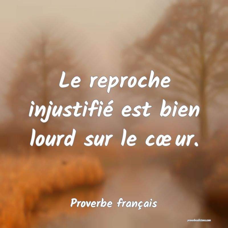 Le reproche injustifié est bien lourd sur le cœur.