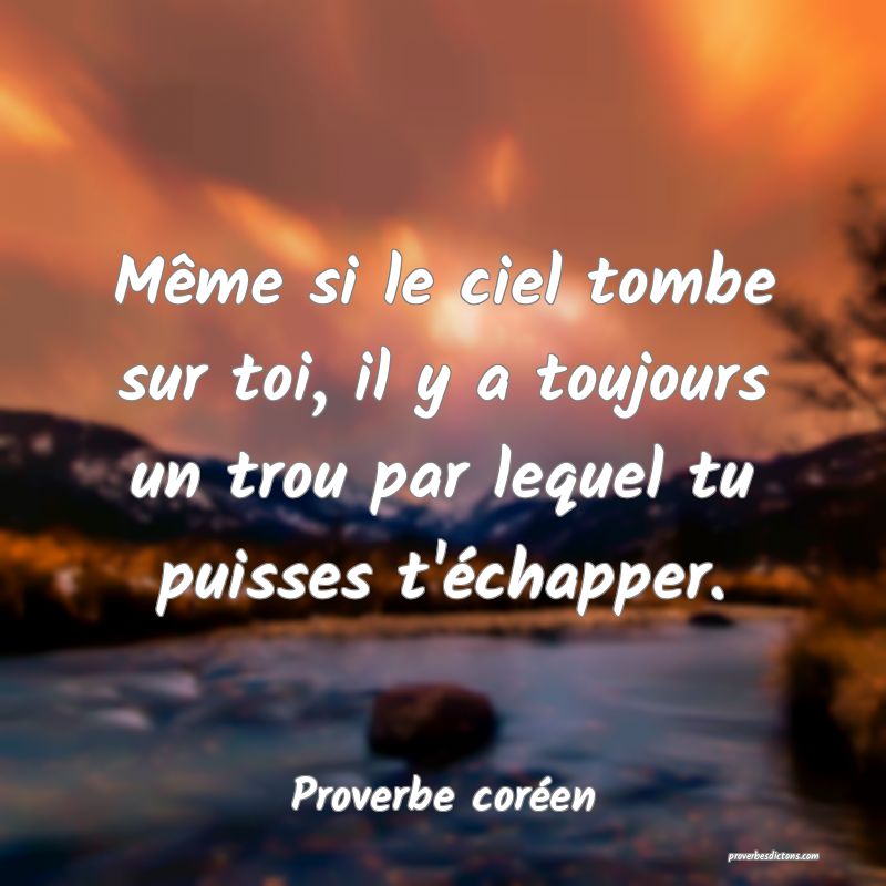 Même si le ciel tombe sur toi, il y a toujours un trou par lequel tu puisses t'échapper.