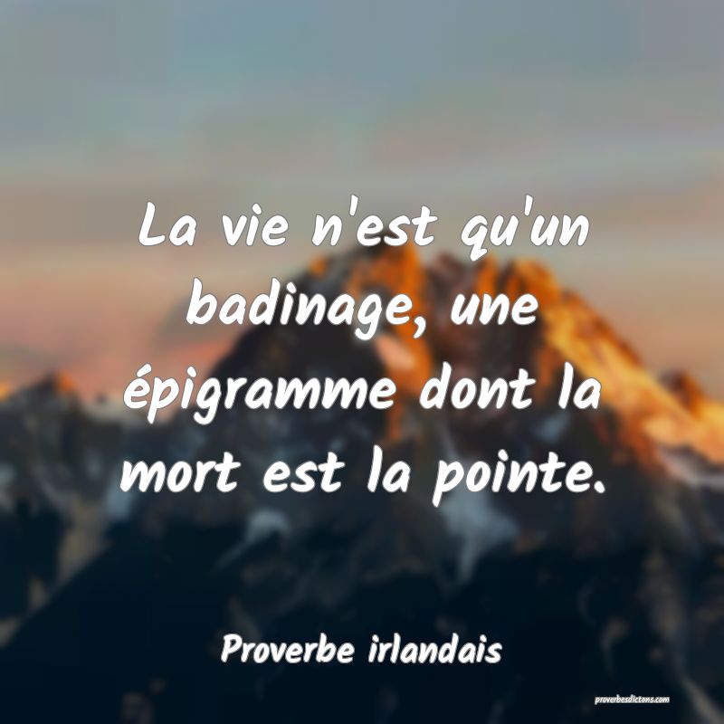 La vie n'est qu'un badinage, une épigramme dont la mort est la pointe.