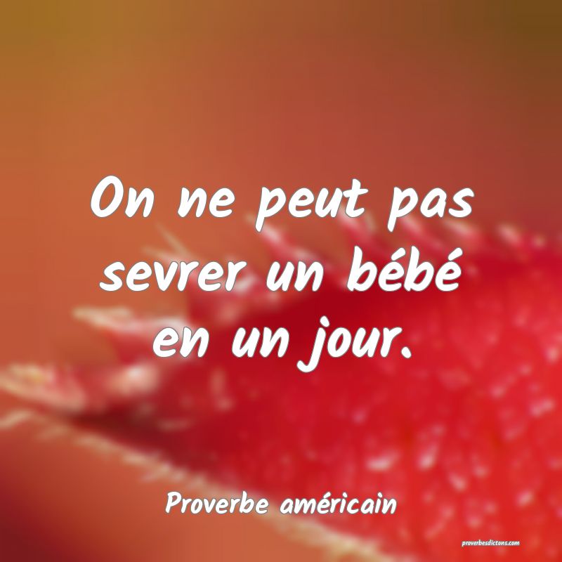 On ne peut pas sevrer un bébé en un jour.