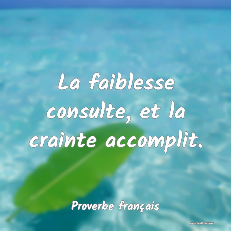 La faiblesse consulte, et la crainte accomplit.