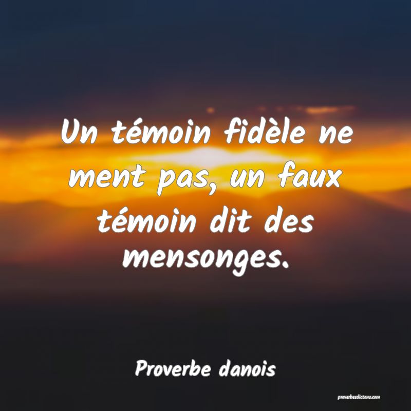 Un témoin fidèle ne ment pas, un faux témoin dit des mensonges.