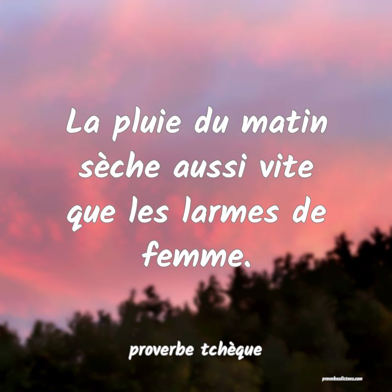  La pluie du matin sèche aussi vite que les larmes de femme.