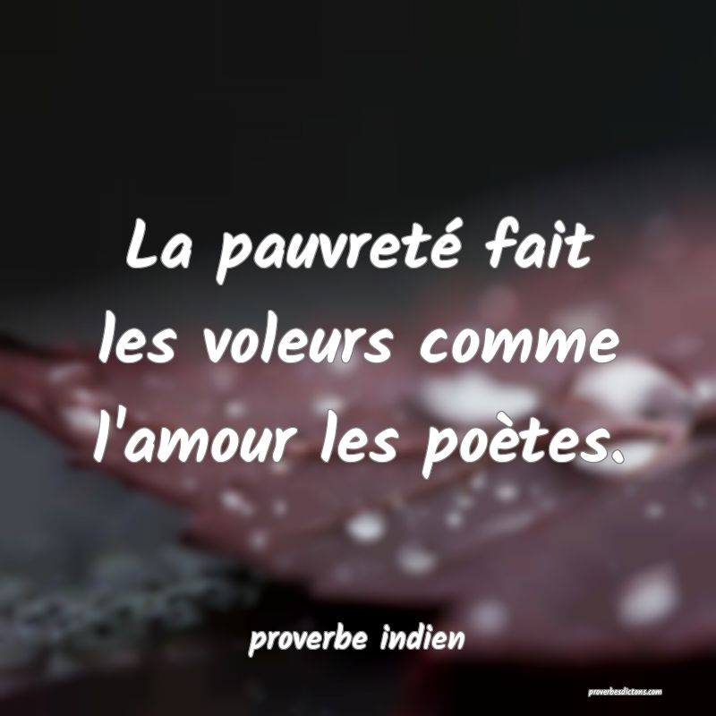  La pauvreté fait les voleurs comme l'amour les poètes.