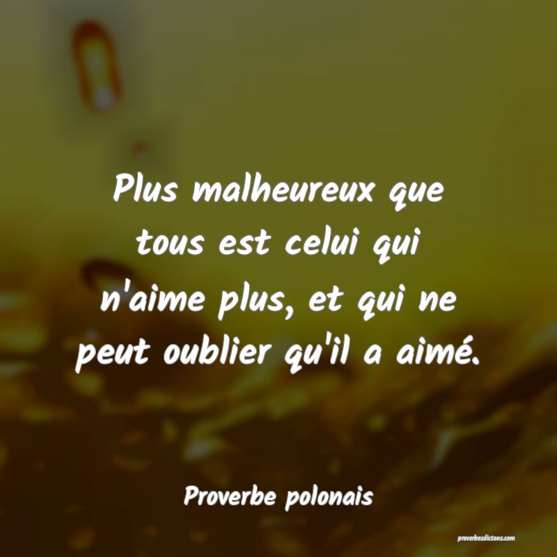Plus malheureux que tous est celui qui n'aime plus, et qui ne peut oublier qu'il a aimé.