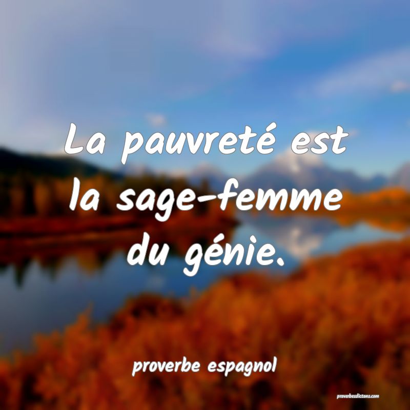  La pauvreté est la sage-femme du génie.