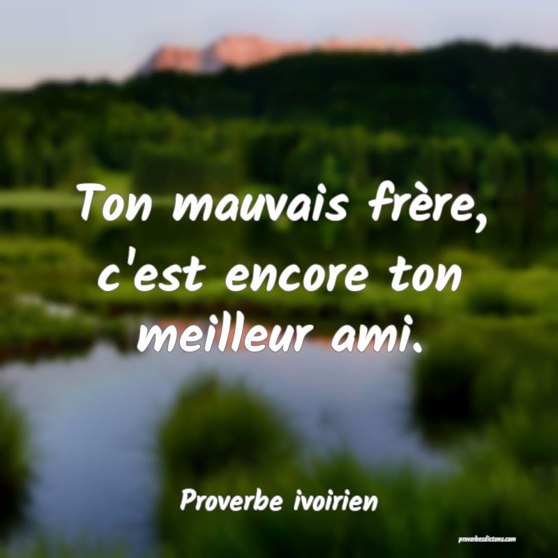 Ton mauvais frère, c'est encore ton meilleur ami.
