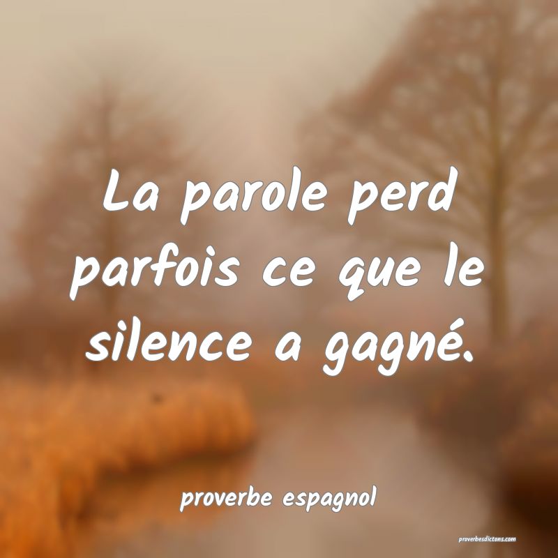  La parole perd parfois ce que le silence a gagné.