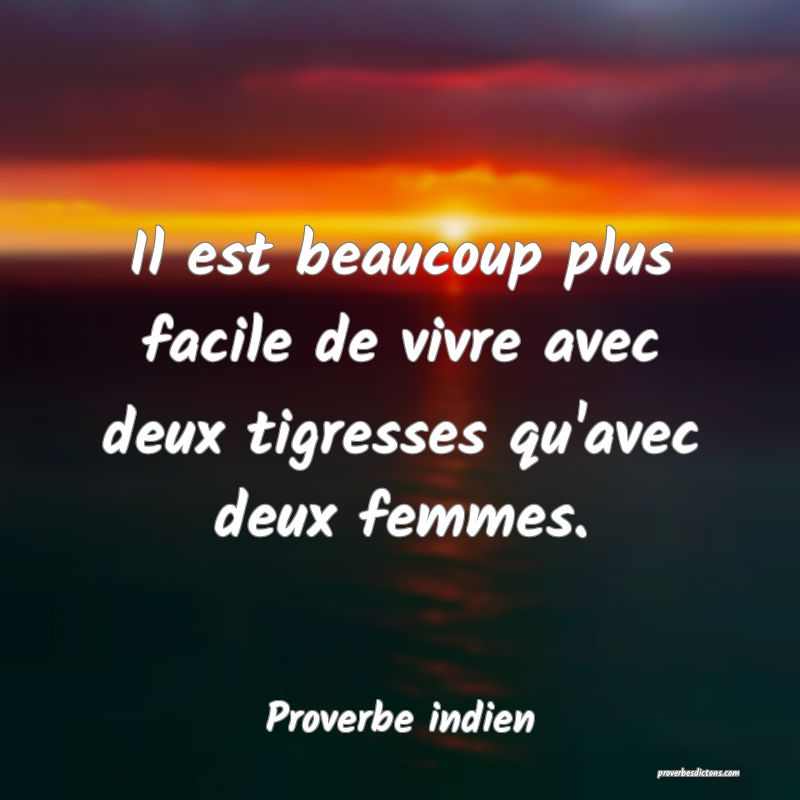 Il est beaucoup plus facile de vivre avec deux tigresses qu'avec deux femmes.