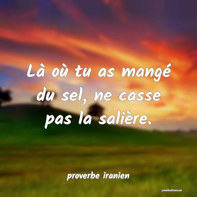  Là où tu as mangé du sel, ne casse pas la salière.