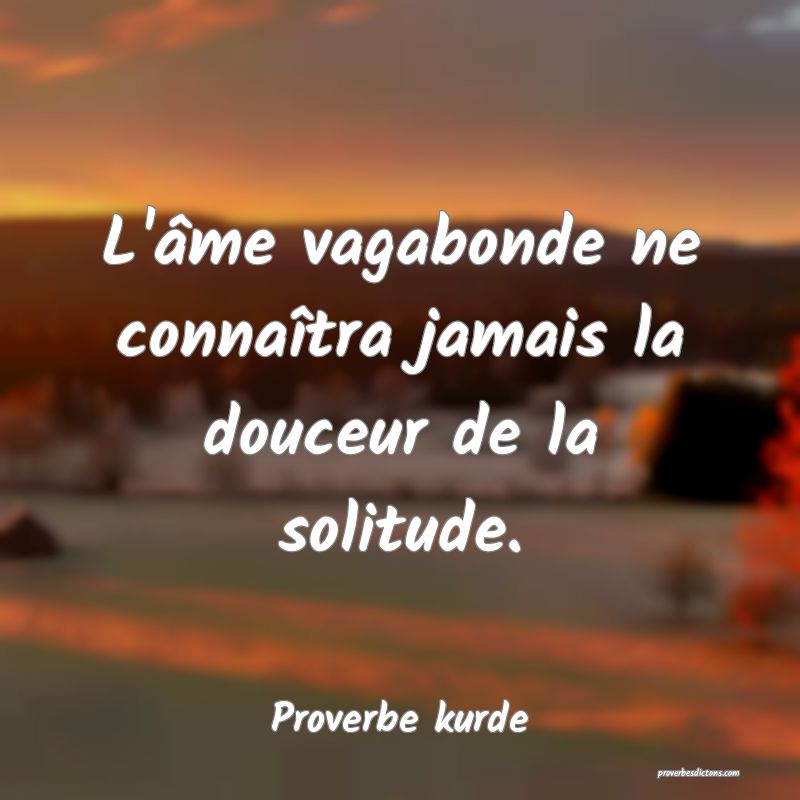 L'âme vagabonde ne connaîtra jamais la douceur de la solitude.