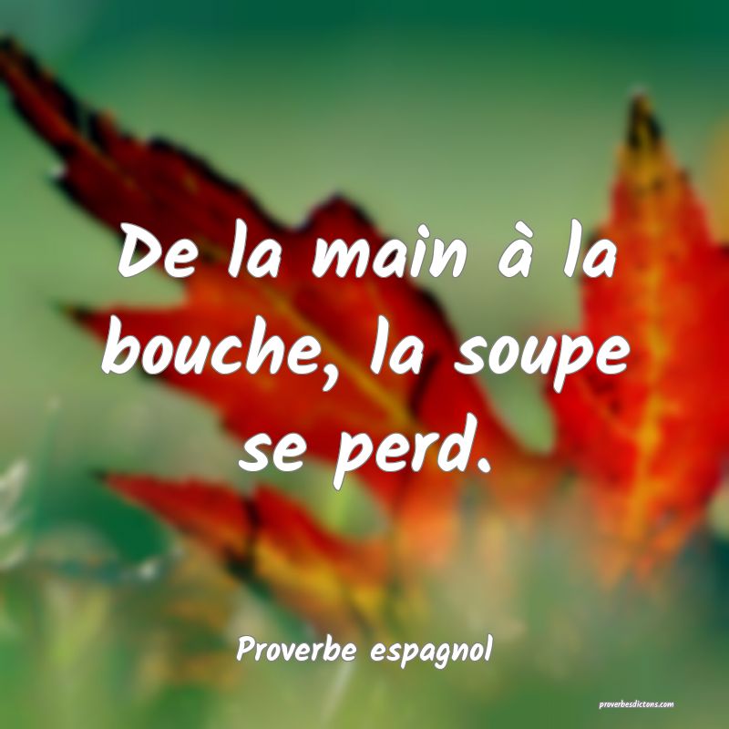 De la main à la bouche, la soupe se perd.