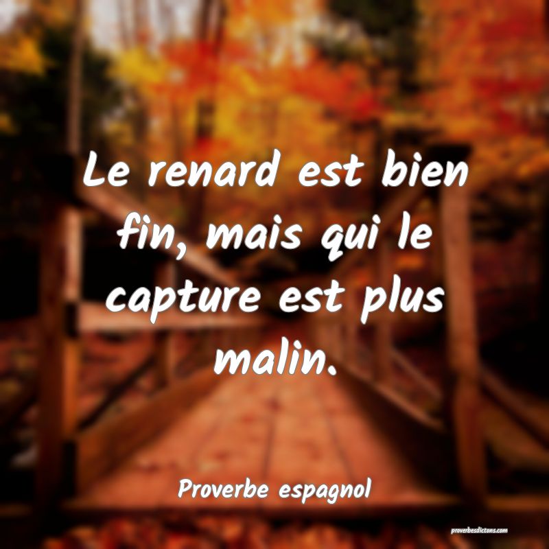Le renard est bien fin, mais qui le capture est plus malin.