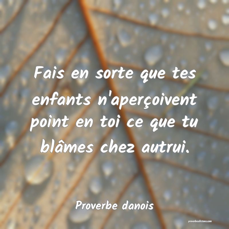 Fais en sorte que tes enfants n'aperçoivent point en toi ce que tu blâmes chez autrui.