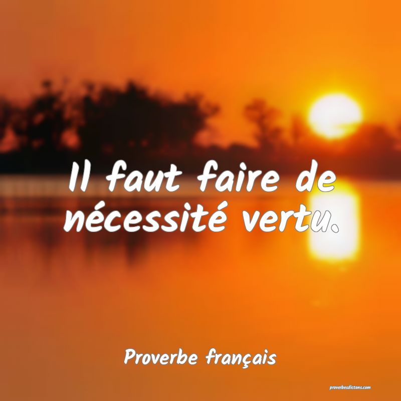 Il faut faire de nécessité vertu.