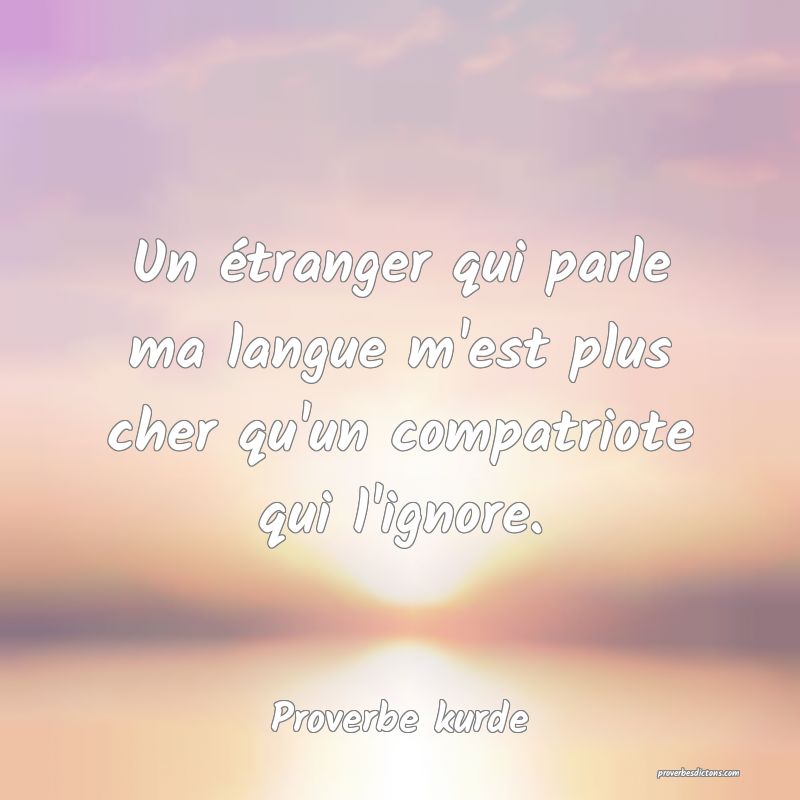 Un étranger qui parle ma langue m'est plus cher qu'un compatriote qui l'ignore.