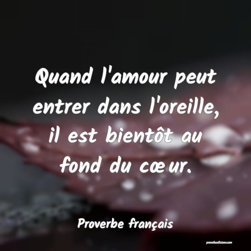 Quand l'amour peut entrer dans l'oreille, il est bientôt au fond du cœur.