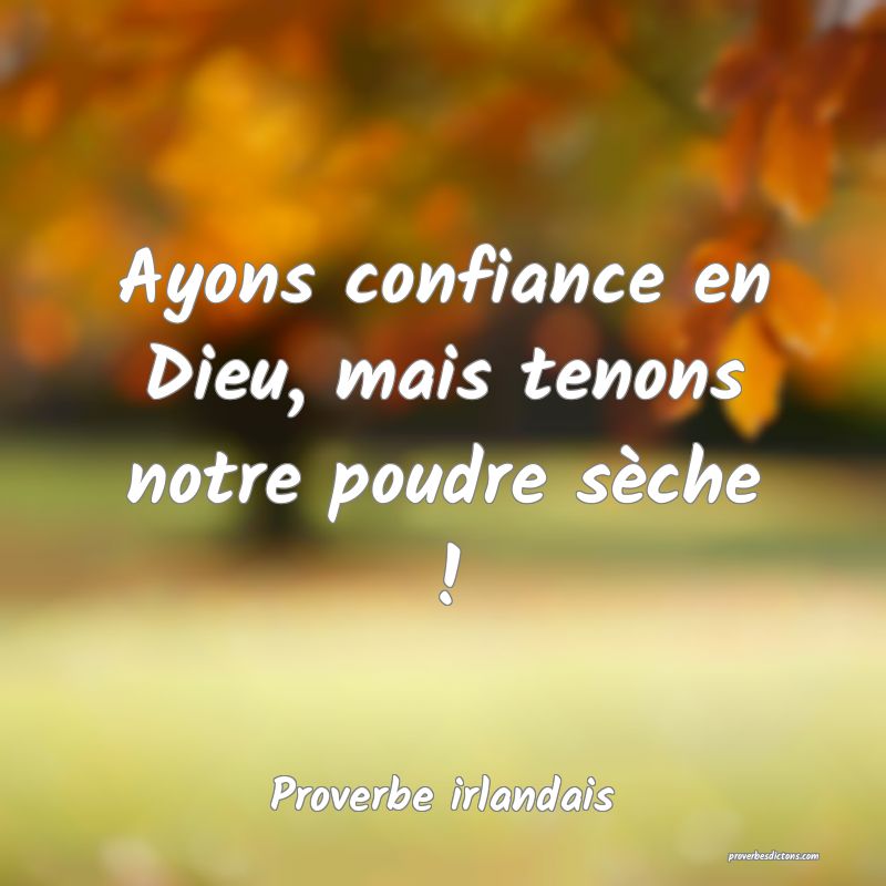 Ayons confiance en Dieu, mais tenons notre poudre sèche !