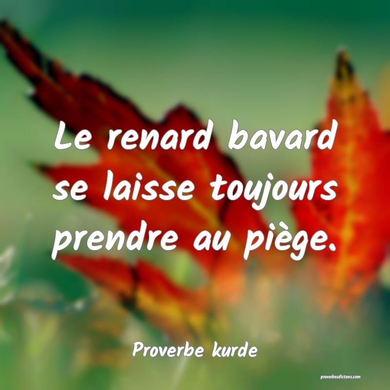 Le renard bavard se laisse toujours prendre au piège.