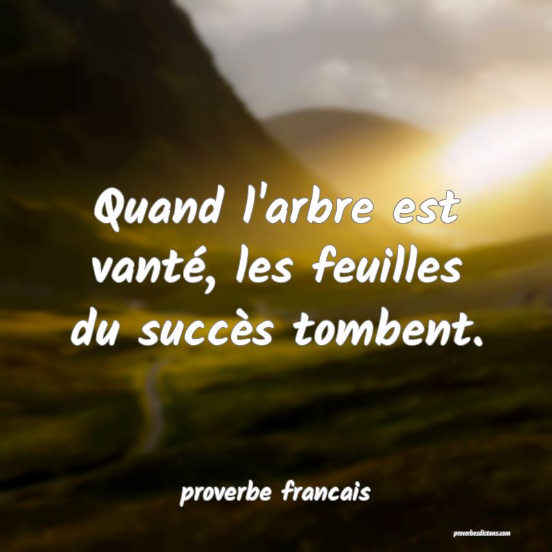  Quand l'arbre est vanté, les feuilles du succès tombent.