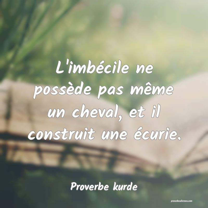 L'imbécile ne possède pas même un cheval, et il construit une écurie.