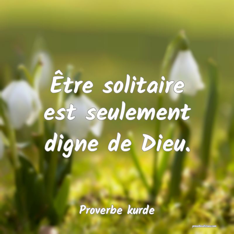 Être solitaire est seulement digne de Dieu.