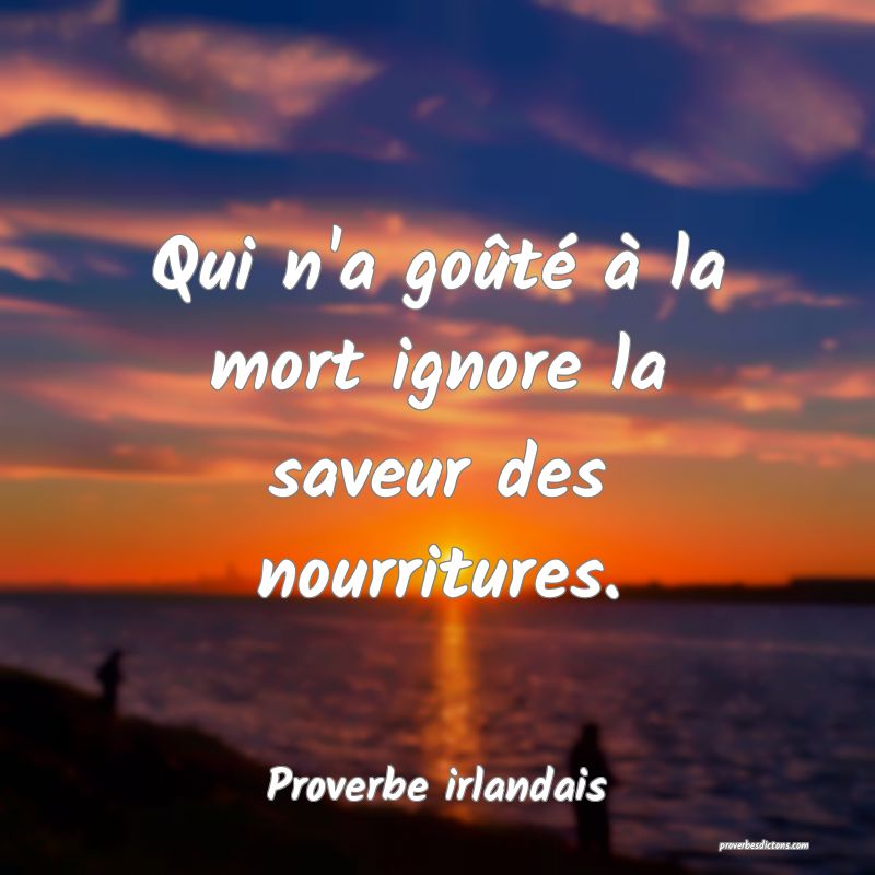 Qui n'a goûté à la mort ignore la saveur des nourritures.