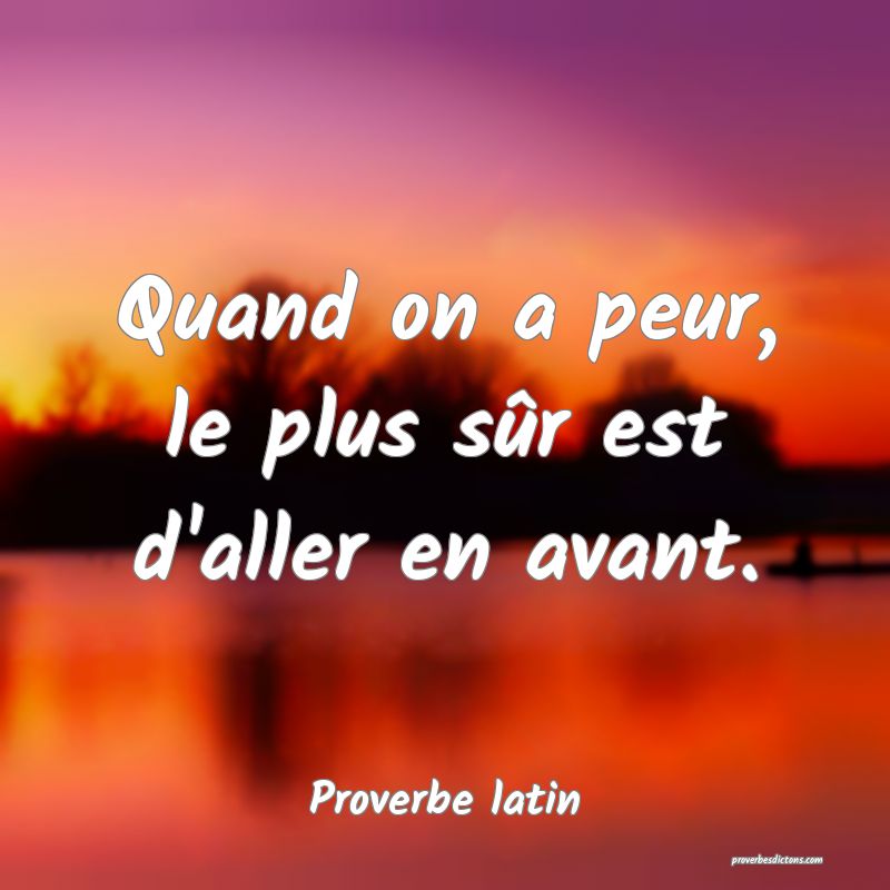 Quand on a peur, le plus sûr est d'aller en avant.