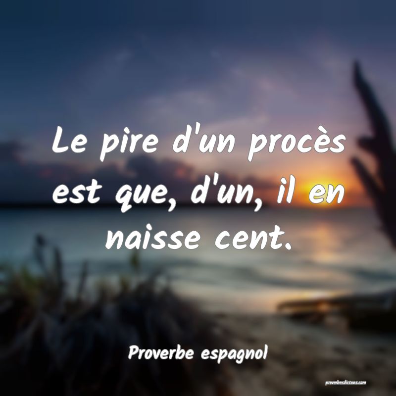 Le pire d'un procès est que, d'un, il en naisse cent.