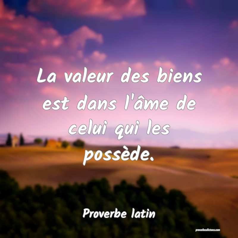 La valeur des biens est dans l'âme de celui qui les possède.