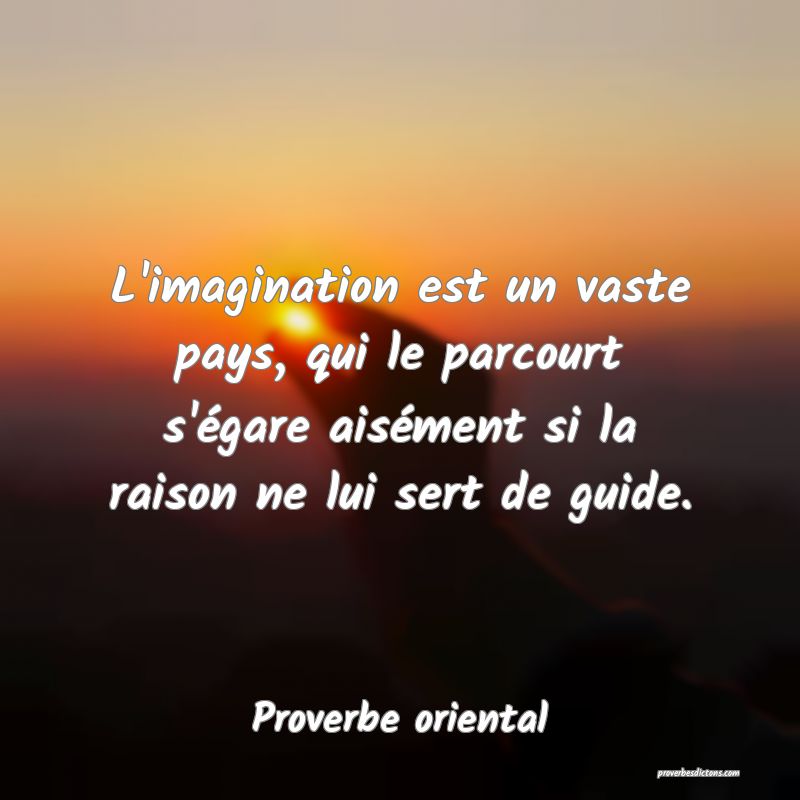L'imagination est un vaste pays, qui le parcourt s'égare aisément si la raison ne lui sert de guide.