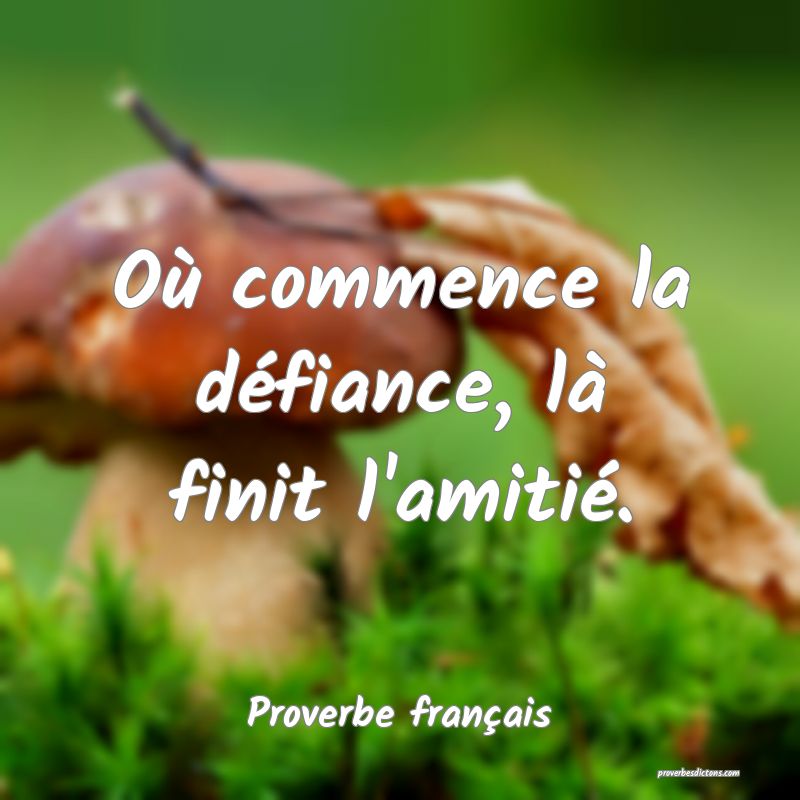 Où commence la défiance, là finit l'amitié.