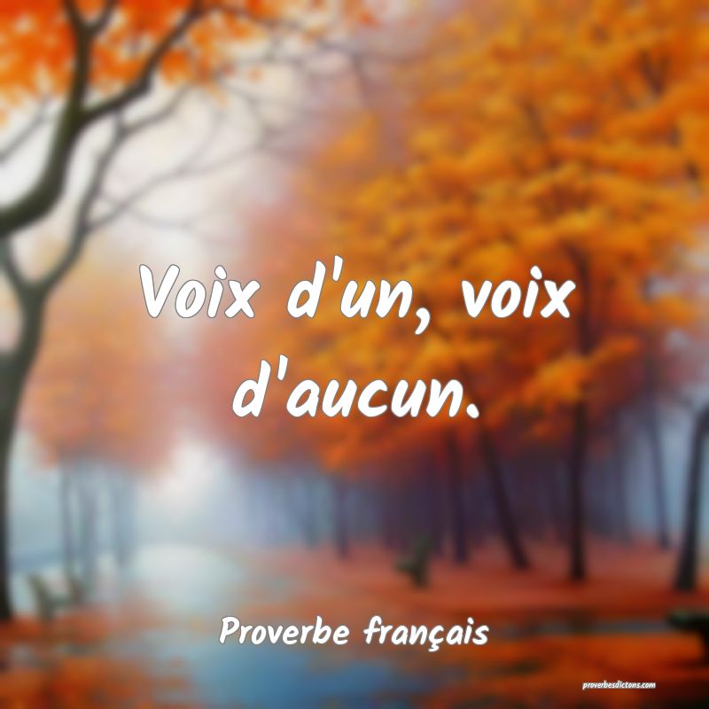 Voix d'un, voix d'aucun.