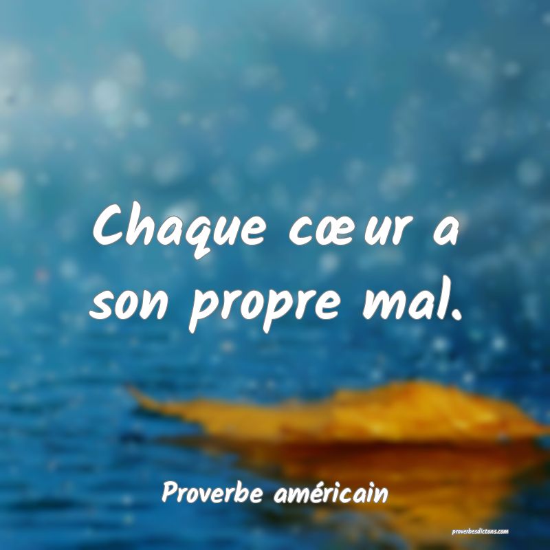 Chaque cœur a son propre mal.
