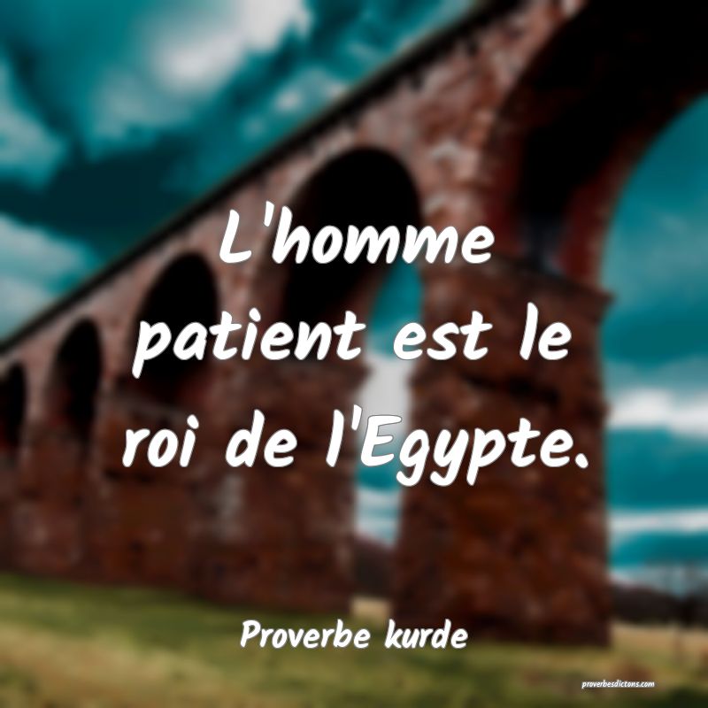 L'homme patient est le roi de l'Egypte.