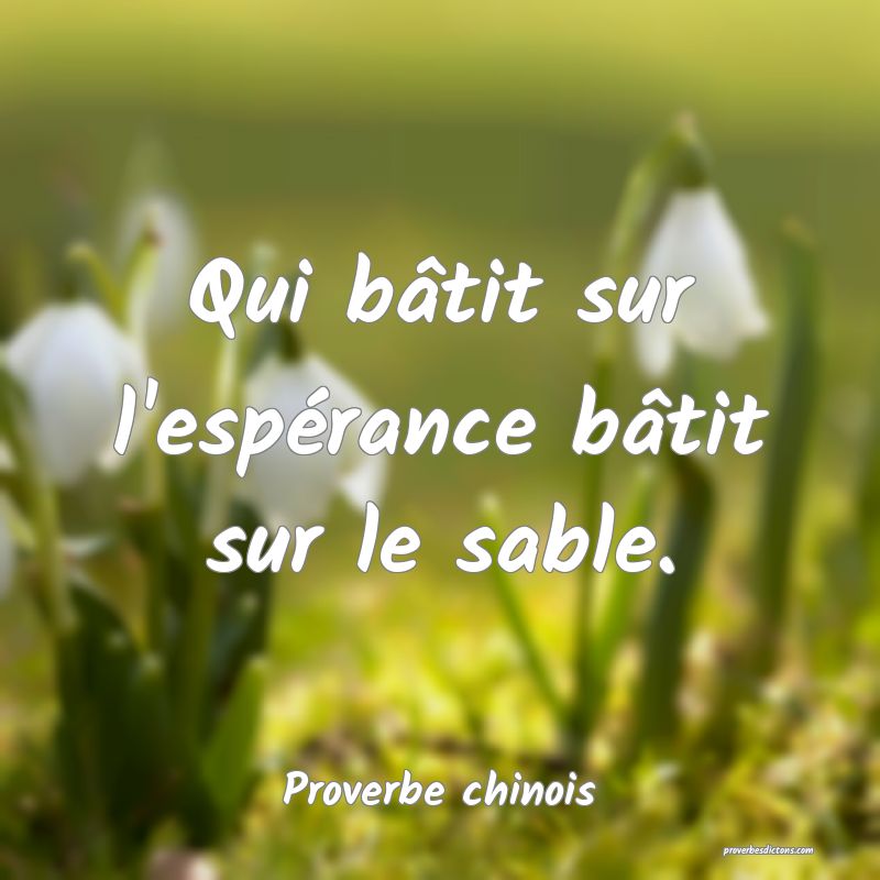 Qui bâtit sur l'espérance bâtit sur le sable.