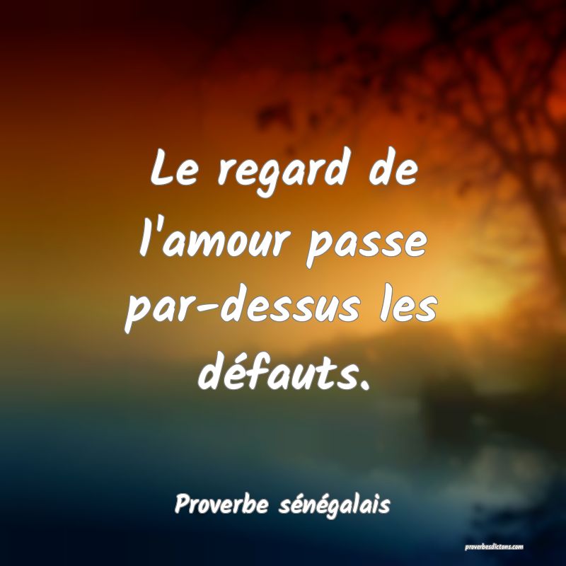  Le regard de l'amour passe par-dessus les défauts.