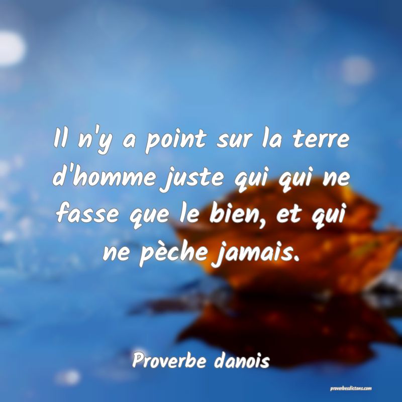 Il n'y a point sur la terre d'homme juste qui qui ne fasse que le bien, et qui ne pèche jamais.