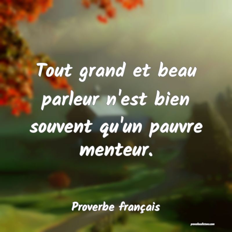 Tout grand et beau parleur n'est bien souvent qu'un pauvre menteur.