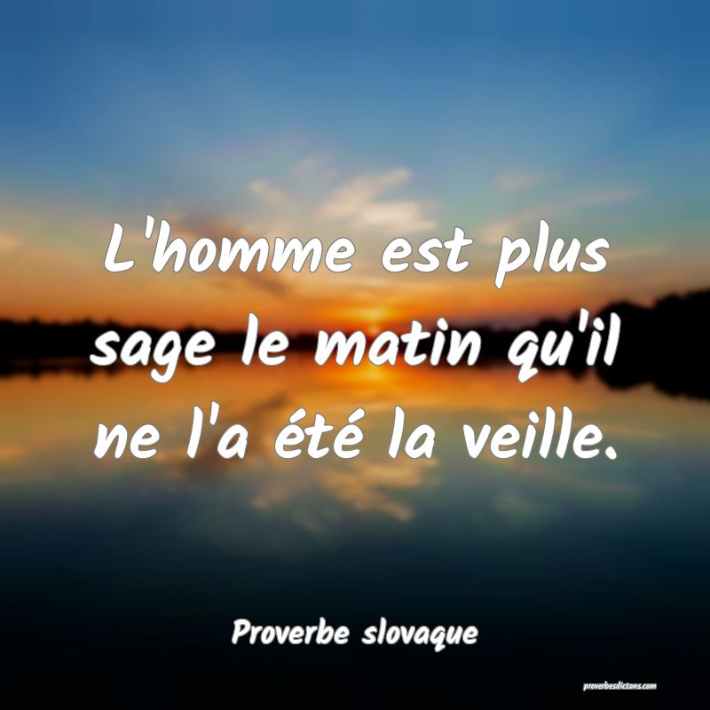 L'homme est plus sage le matin qu'il ne l'a été la veille.