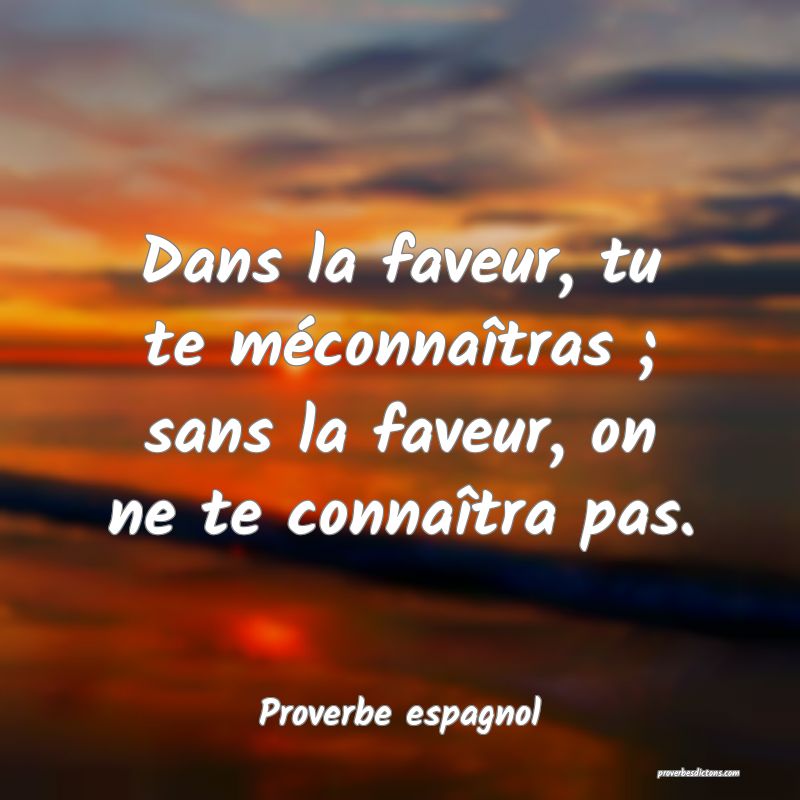 Dans la faveur, tu te méconnaîtras ; sans la faveur, on ne te connaîtra pas.