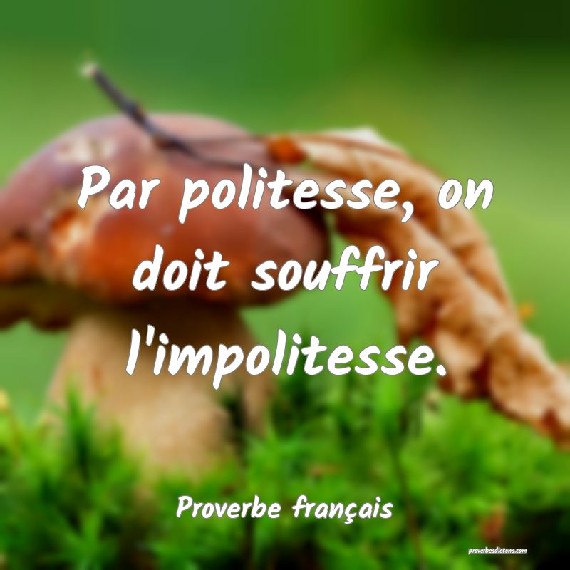 Par politesse, on doit souffrir l'impolitesse.