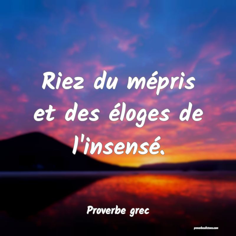 Riez du mépris et des éloges de l'insensé.