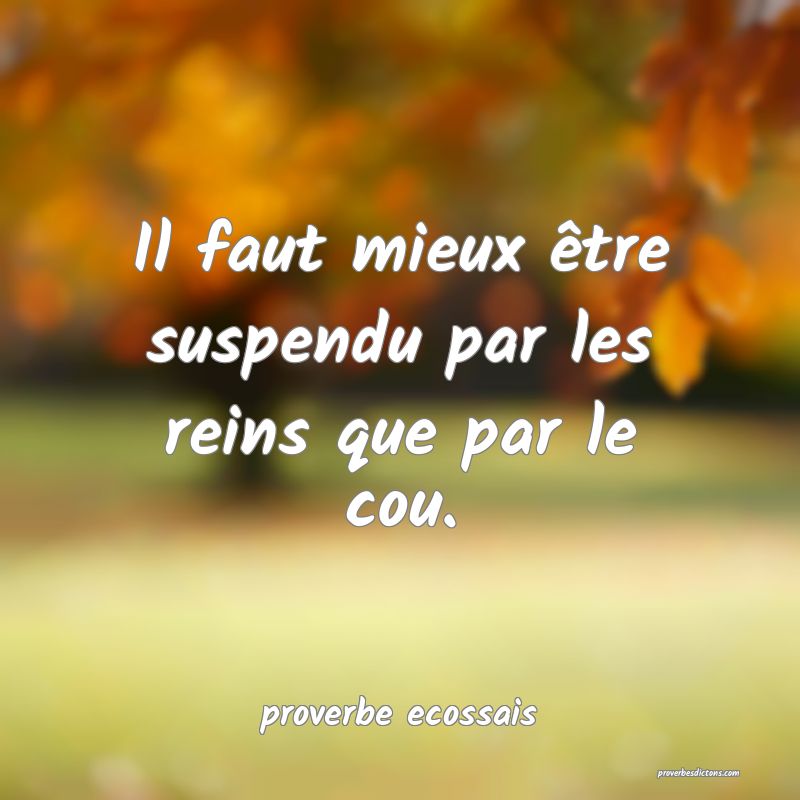Il faut mieux être suspendu par les reins que par le cou.