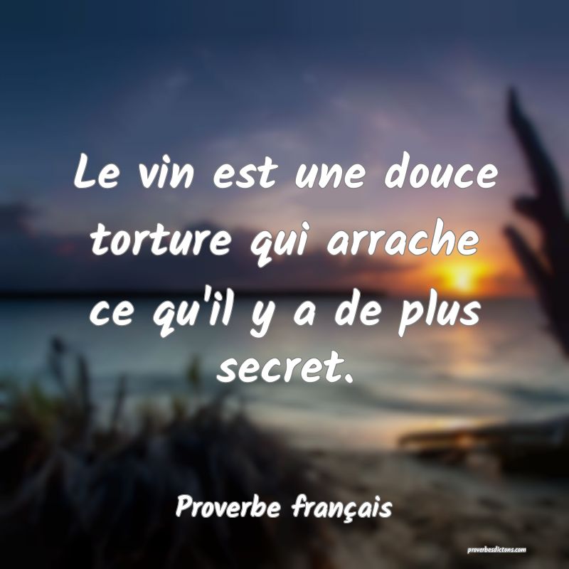 Le vin est une douce torture qui arrache ce qu'il y a de plus secret.