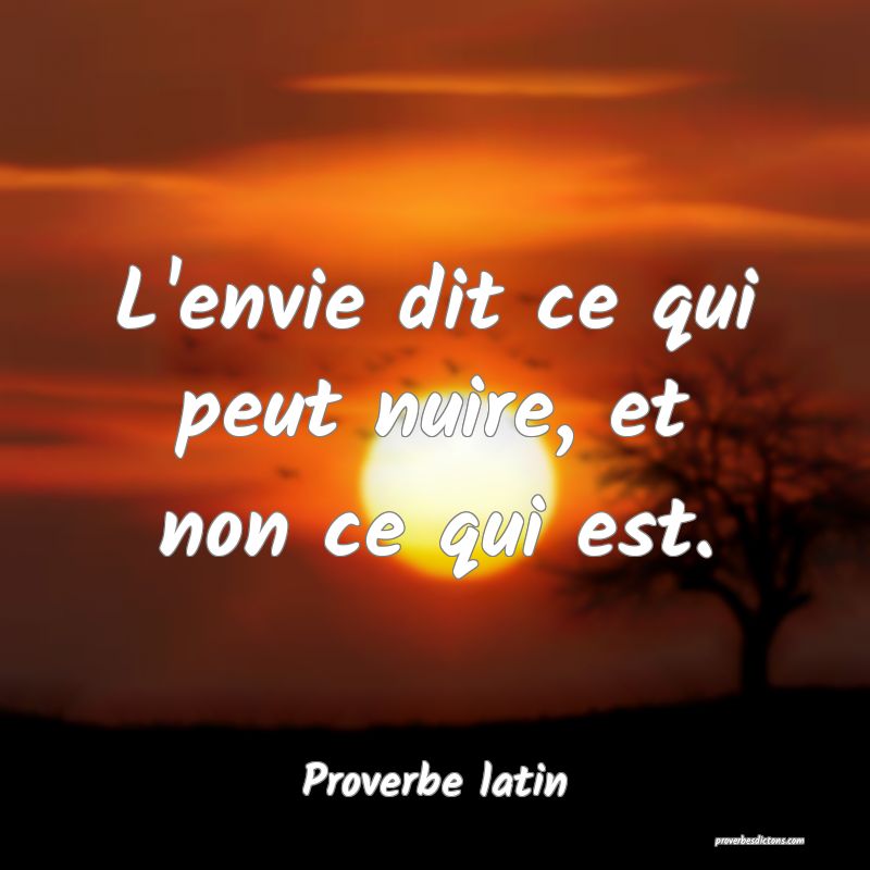 L'envie dit ce qui peut nuire, et non ce qui est.