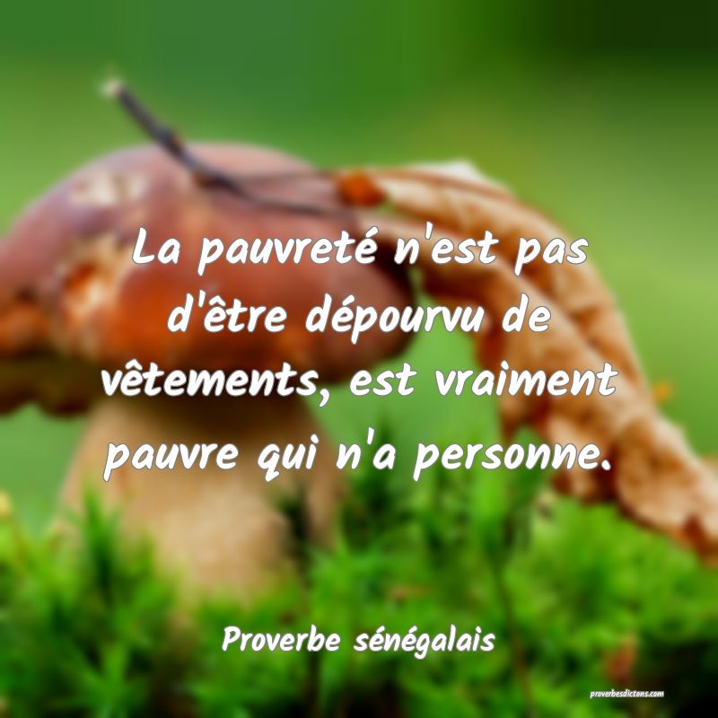 La pauvreté n'est pas d'être dépourvu de vêtements, est vraiment pauvre qui n'a personne.