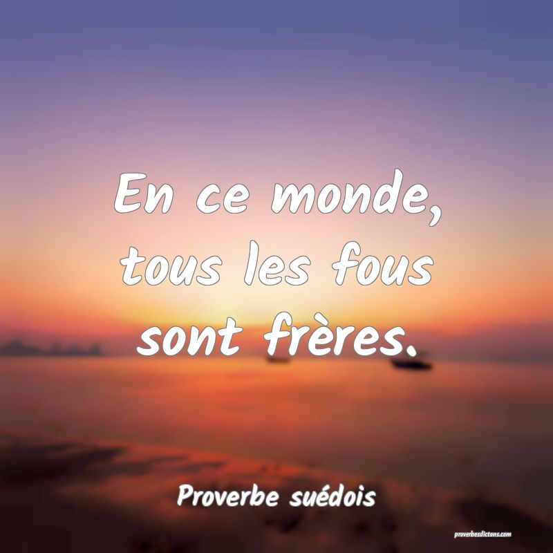 En ce monde, tous les fous sont frères.