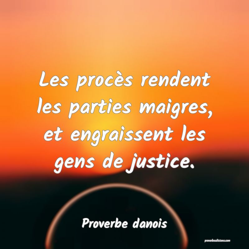 Les procès rendent les parties maigres, et engraissent les gens de justice.
